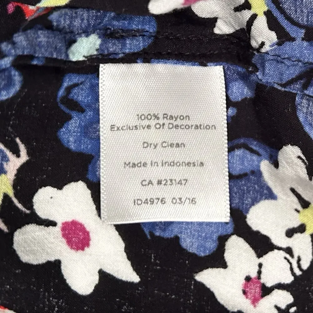 Talbots Petites Butterfly Floral Blouse Size 3XP V-Neck 3/4 Sleeve Cottagecore